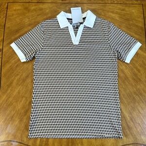 NWT Mauvais Polo Diamond Pattern Brown Shirt Men's Small